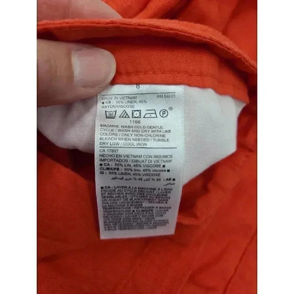 Old Navy Orange Linen Shorts Women's Size 8 Flat Front Pockets - Picture 3 of 7